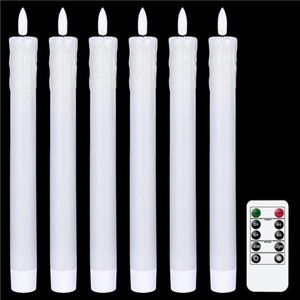 Drip Wax Flameless Taper Candles Flickering with 10-Key Remote, Battery Operated